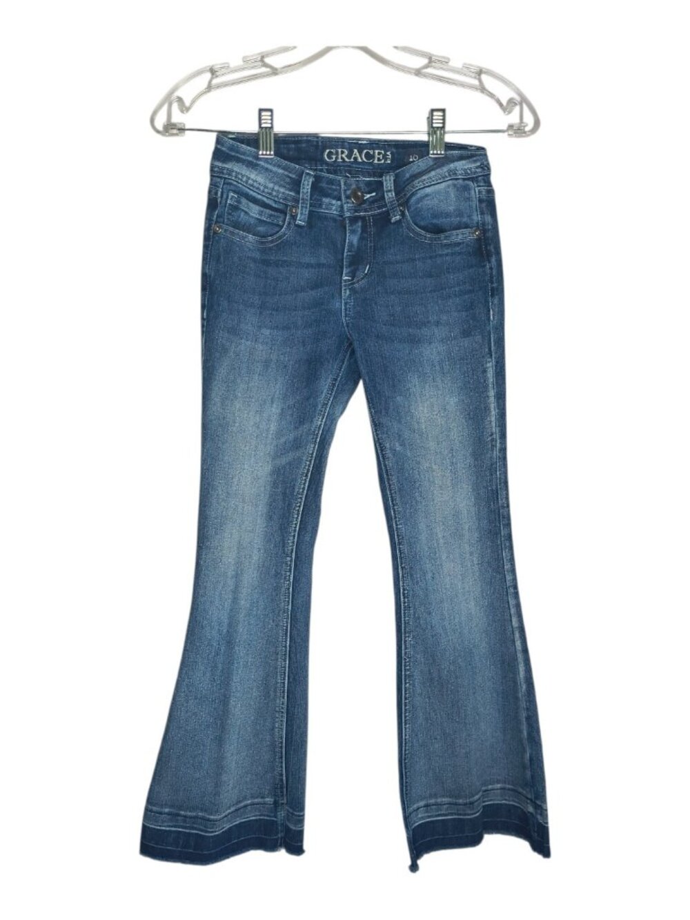 Grace LA Girls Size 10 Raw Hem Boot Cut Jeans